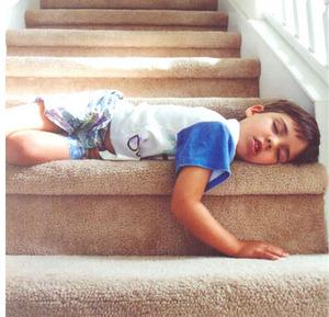 Sleeping on the stairs